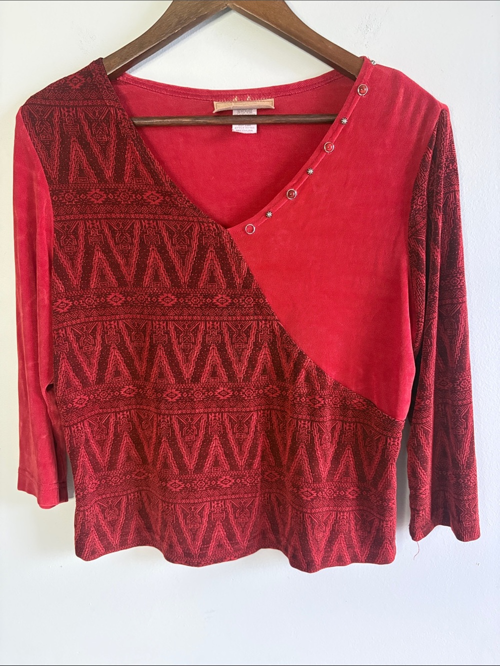 New Frontier USA Southwestern Asymmetrical Studded Top Medium